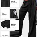 Aleumdr Wide Leg Sweatpants for Women Trendy Fashion High Waisted Drawstring Loose Long Pants with Pockets (Black)