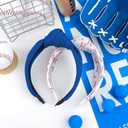 2 x Baseball Headbands for Women Girls Knotted Headband Sport Hairband with Baseball Charm Wide Top Knot Headband for Game Day Football Blue Accessories