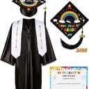 Kindergarten Graduation Cap and Gown - Kids Cap and Gown with Stole and Certificate for 2026 Preschool Graduation (Black)