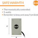 K&H Pet Products Snuggle-Up Bird Cage Heater, Bird Cage Accessory, Exotic Avian Warming Panel for Small Exotics Like Parakeet, Cockatiel, Canary - Small 5 X 3in Gray 12V