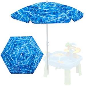 Sweetude Water Table Umbrella (Table Not Included), Kids Seaside Beach Umbrella Picnic Canopy for Summer Toddlers Sand Beach Camping Garden Outdoor Pool Shade Party Supply(Ocean Wave Theme)