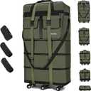 130L Expandable Luggage, 40 Inch Suitcase with Wheels, Collapsible Luggage with Wheels, Rolling Duffle Bag with wheels, Foldable Suitcasewith2Handle Wrap 2Fixing Straps 1Shoulder Strap (Green), Large