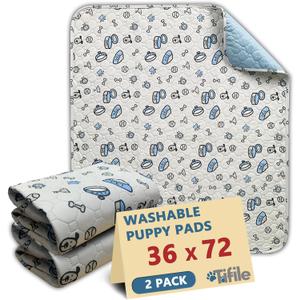 Washable Pee Pads for Dogs, 2 Pack Reusable Puppy Pads, Absorbent Whelping Pads with Bone Print, Non-Slip Waterproof Pet Training Pads for Couch, Crate, Potty Training - 36x72In