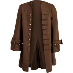 Men's Medieval Pirate Jacket Steampunk Coat Captain Adult Halloween Cosplay Costume Carnival Costume (M)