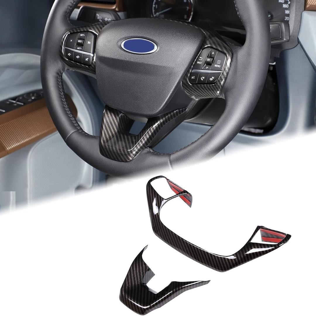 Aunginsy Central Control Steering Button Frame Trim Compatible with Ford Maverick 2022+ Bronco Sport 2021+ Escape 2020+ Center Console Steering Panel Protector Cover Decorative Sticker ABS Accessories (Carbon Fiber Pattern)