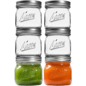 Ieavier 6PCS Wide Mouth Mason Jars 16oz with Airtight Lids and Bands, Canning Jars with Crystal Glass for Food Storage, Spice Jars, Canning, DIY Projects, Jam, Jelly, Honey, Preserving, Drinking
