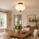 Bofea-Milk Glass Flush Ceiling Light,Modern Schoolhouse Semi-Flush Mount Ceiling Lights,Large Black Flush Mount Ceiling Light,Indoor Vintage Lighting for Living Room Hallway Foyer
