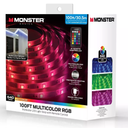 Monster 100' RGB LED Light Strip Indoor: 100ft Multicolor USB Powered Tape Lights, 540 LEDs, 4 Settings, CR2025 Battery