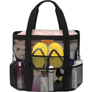 Mesh Beach Bags for Family - Women Beach Tote Bag for Toys, Towels, Travel Vacation Cruise Essentials