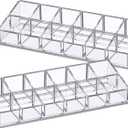 Amazing Abby - Glamour - 2-Pack 12-Slot Acrylic Nail Polish Organizer, Lipstick Holder, Lip Gloss Organizer, Cosmetic Storage Display, Perfect Storage Solution for Drawer, Vanity, Bathroom, and More