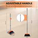 YZO Broom with Dustpan Combo Set, 56.1-Inch Long Handle Standing Design, Dustpan Front Rubber Tight Seal, Broom with 5-Layer Bristles, Suitable for Indoor Outdoor(Gray&Orange)