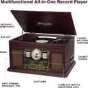 FEKTIK Bluetooth Record Player 10 in 1, 3-Speed Belt-Drive Turntable with Speakers, Bluetooth Input & Output, CD, Cassette, FM Radio, Wireless Streaming