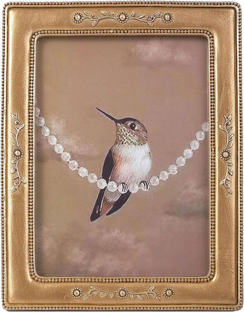 SIKOO 4x6 Vintage Picture Frame Victorian Frames Antique Picture Frame Tabletop and Wall Mount Floral Photo Frame Retro Home Decor, Wall Arts Gallery, Bronze