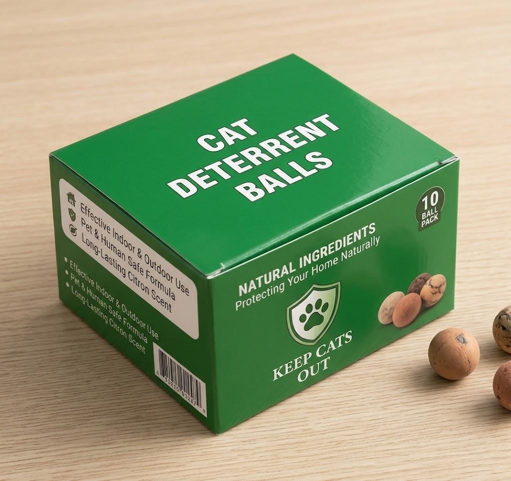 Cat Repellent Outdoor & Indoor, Natural Cat Deterrent Balls with Essential Oils to Help Keep Cats Off Yard, Garden, Lawn, Plants, Furniture & Trash Can Areas, Long-Lasting Repellent, 10 Pack
