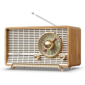 YOWGUIF AM FM Radio Classic Retro Wood Table Radio Bluetooth Speakers Radios Plug-in Wall with Rotary Knob Great for Home, Office