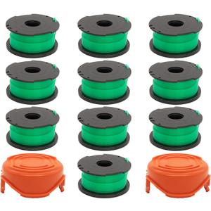 IVONNEY SF-080 Replacement Spool for Black and Decker Trimmer Spool Compatible with GH3000 LST540 LST540B GH3000R, 20-Foot 0.08-Inch Auto Feed Trimmer Line (10 Pack with 2 pcs 90583594 Caps)