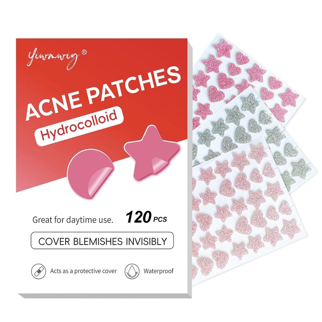 Star Pimple Patches for Face (120 Counts) Festival Beauty Party, Hydrocolloid Cute Acne Patches Cover Zits Blemishes, Zit Patches Spot Stickers Acid, Zit Patches Pads for Skin Care