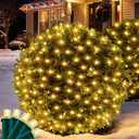 Wabarle Led Christmas Net Lights for Bushes 132 Led, 6ft x 6ft Christmas Net Lights Outdoor Mesh Tree Trunk Green Wire Christmas Decorations for Bushes,Tree,Shrubs,Xmas(Warm White)