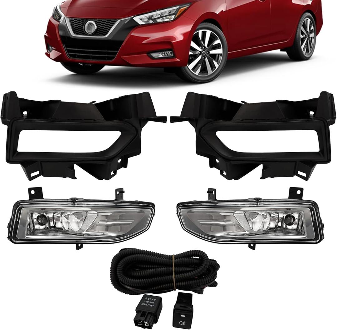 Fog Lights For 2020 2021 2022 Nissan Versa Front Bumper Fog Lamps w/Switch and Wiring Kit