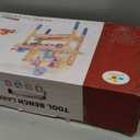 Wooden Power Tool Workbench for Kids, Building Tools Sets Pretend Play Toys - Construction Workbench with Wrench, Screwdriver, Miter Saw and Hammer - Educational Gift for Toddlers Age 3 and Up