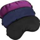 Silk-Sleep-Mask Eye-Mask Eye-Cover Eyeshade - 100% Silk Soft Adjustable Strip(Black+Dark Blue+Purple)