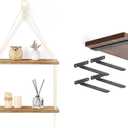 Homeforia Walnut 18 inch Floating Shelf, High End Solid Real Wood 18inch Floating Shelves for Wall Mounted, Dark Brown 18 inches Long Floating Shelves, Heavy Duty Bracket, 18 X 6.5 X 1.75 in, Set of 2