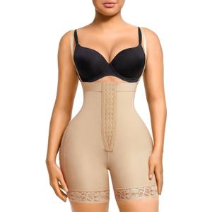 FeelinGirl Fajas Colombianas Shapewear for Women Post Surgery Compression Garment Tummy Control Shaper with Zipper Crotch (Medium, Beige)