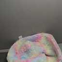 Amdrebio Rainbow Fluffy Round Rug 4Ft Kids Rugs for Girls Bedroom, Unicorn Room Decor, Colorful Pastel Shag Carpet for Preppy Dorm, Soft Cute Fuzzy Kawaii Circle Area Rugs for Baby Nursery, Playroom