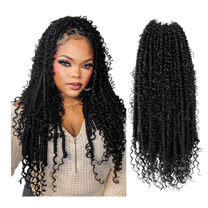 Boho Crochet Passion Twist Hair Pre looped, 18 Inch Goddess Passion Twist Crochet Hair with Curly Ends 8 Packs Jet Black Pre-twisted Bohemian Crochet Braids (8 PCS/88 STRANDS, 1#)