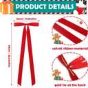 8 Pcs Large Velvet Christmas Bow 23.5x8.7 Inch Christmas Staircase Wreath Bows Gift Ribbon Bows Vintage Christmas Tree Topper Bows for Christmas Tree Indoor Outdoor Decoration, Red Green
