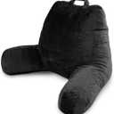Milliard Reading Pillow with Arms, Black, Cozy Shredded Memory Foam Back Pillow for Bed Sitting Up - Sit Up Backrest Support for Reading & Rest Bed - Washable Cover, Adjustable Comfort, CertiPUR