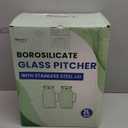 Netany 2 Pack 2 Liters/68 oz Square Glass Pitcher with Lid and Handle for Fridge, Iced Tea and Coffee Carafe Beverage Serveware, Heat Resistant Borosilicate Water Jug for Hot/Cold Drinks and Milk