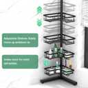 DAOYA Standing Shower Caddy Corner - 4-Tier Floor Shower Caddy Corner Adjustable Bathroom Organizers and Storage with Soap Holder & Razor, Bathroom Free-Standing Organizer for Large Bottles