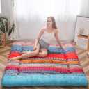 MAXYOYO Bohemian Retro Mattress Vintage Floral Japanese Futon Roll Up Tatami Floor Mat Foldable Mattress Portable Camping Mattress Sleeping Pad Floor Lounger Couch Full Size