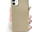 NITITOP Compatible for iPhone 11 Case Cute for Women Girls Woven Pattern Matte Braid Design Solid Color Soft Silicone Shockproof Cover - Khaki