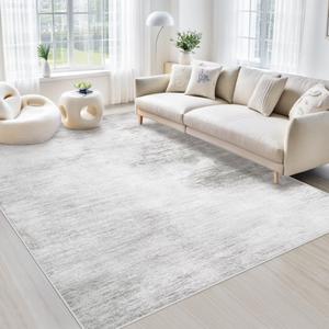 Area Rugs 8x10 Living Room: Washable Rug Modern Abstract Large Rugs Soft Non Slip Neutral Rug Stain Resistant Indoor Carpet for Bedroom Kitchen Dining Room Home Office Rugs (Grey, 8'x10')