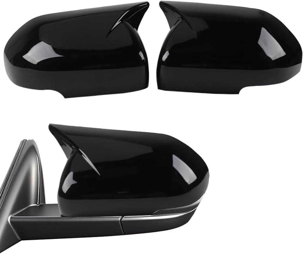 BOYUER Horn Door Mirror Covers,Glossy Black Adhesive Rearview Side Mirror Covers Caps For Ford 2020-2024 Explorer Accessories，Not Fit 2025 Explorer【With turn signal】