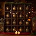 Cinnvoice Christmas Holiday Ornament Displays Rack, 16 x 16 Hanging Stand Holder Hanger with 16 Compartments for Christmas Ball Display Shelf Cabinet for Craft DIY Wall Decorations Gift (Brown)