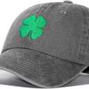St Patricks Day Hat for Men Women, 4 Leaf Clover Ireland Irish Hat, Adjustable Shamrock Irish Cap (Green)