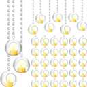 Booson 100 Pcs Hanging Candle Holder Glass Globes Orbs with Crystal Acrylic Gems Bead Garland Tea Lights Candles Holder for Wedding Party Tree Decor