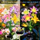 Solar Garden Lights 6 Pack 24 Lily Flowers with Butterfly Decor, Gifts for Mom Woman Birthday Solar Flower Lights for Outside,Cemetery Flowers for Grave - Decorative Lilies for Yard, Patio, Pathway