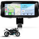 Motorcycle Carplay Screen GPS Navigation System with Wireless Carplay and Android Auto, Portable Car Play for Moto Waterproof 6.86 inch HD Touch Screen with Bluetooth Mirror Link Support TF Type