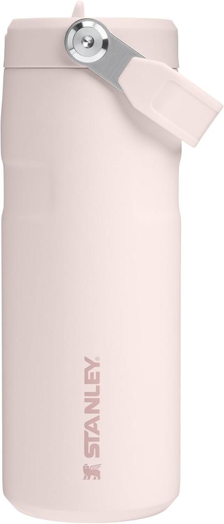 Stanley IceFlow Flip Straw 2.0 Water Bottle 16 oz | Built-In Straw with Larger Opening | Lightweight and Leak Resistant | Insulated Stainless Steel | BPA-Free | Rose Quartz