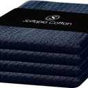 Navy Waffle Kitchen Dish Towels, 100% Cotton, Quick Dry, Super Absorbent, Soft, Lint-Free, 16x26 Inches - Ideal for Dish Drying, Tea, Cleaning, and Everyday Use, 4 Pack, Navy Blue