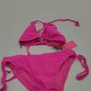 Tempt Me Women Triangle Bikini Sets Halter Two Piece Sexy Swimsuit String Tie Side Bathing Suit (Large, Hot Pink)