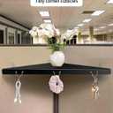Metal Cubicle Corner Shelf with 3 Hooks for Office Fabric Walls, Hanging Organizer Shelves for Keys and Office Supplies, Space Saving Black Storage Shelf (2 Packs)