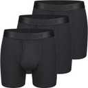 Men's Underwear 3 Pack Micro Modal Boxer Briefs Open Fly (Black, XXL)