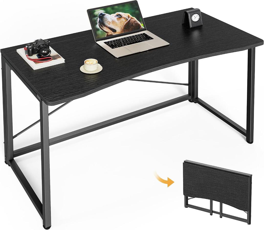 Huuger Folding Desk for Small Spaces, 39.3 Inch Foldable Computer Table, for Home Office, Study, Bedroom, Dorm, Space Saving, Small Writing Work Office Computer Desk, Easy to Fold, Black, 18.9"D x 39.4"W