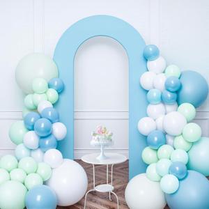 Babenest 7.2Ft Spandex Open Arch Backdrop, Fitted Double-Sided U-Shaped Wedding Arch, Round Top Chiara Stand Cover for Ceremony, Baby Shower, Birthday Party Decoration (Baby Blue)