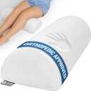 5 STARS UNITED Knee Pillow for Back Sleeping  Memory Foam Cushion for Sciatica Pain Relief  Under Leg Support for Sleeping on Back  Large Half Moon Bolster for Bed, White
